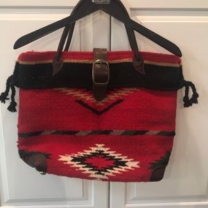 Wool red and black print shoulder bag